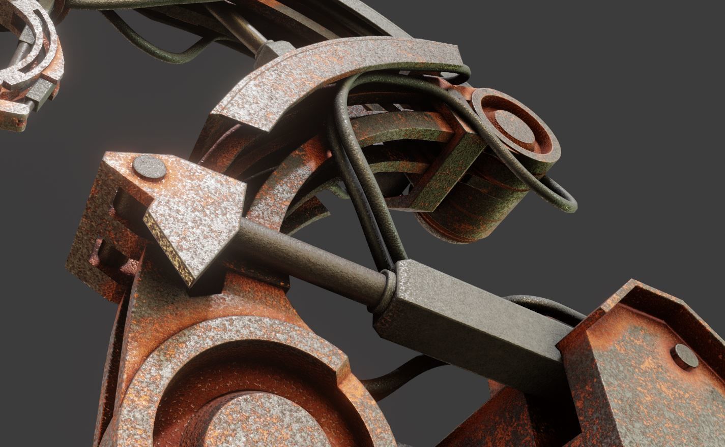 Rigged Industrial Robot Arm Rusty Version Low-poly 3D model_10