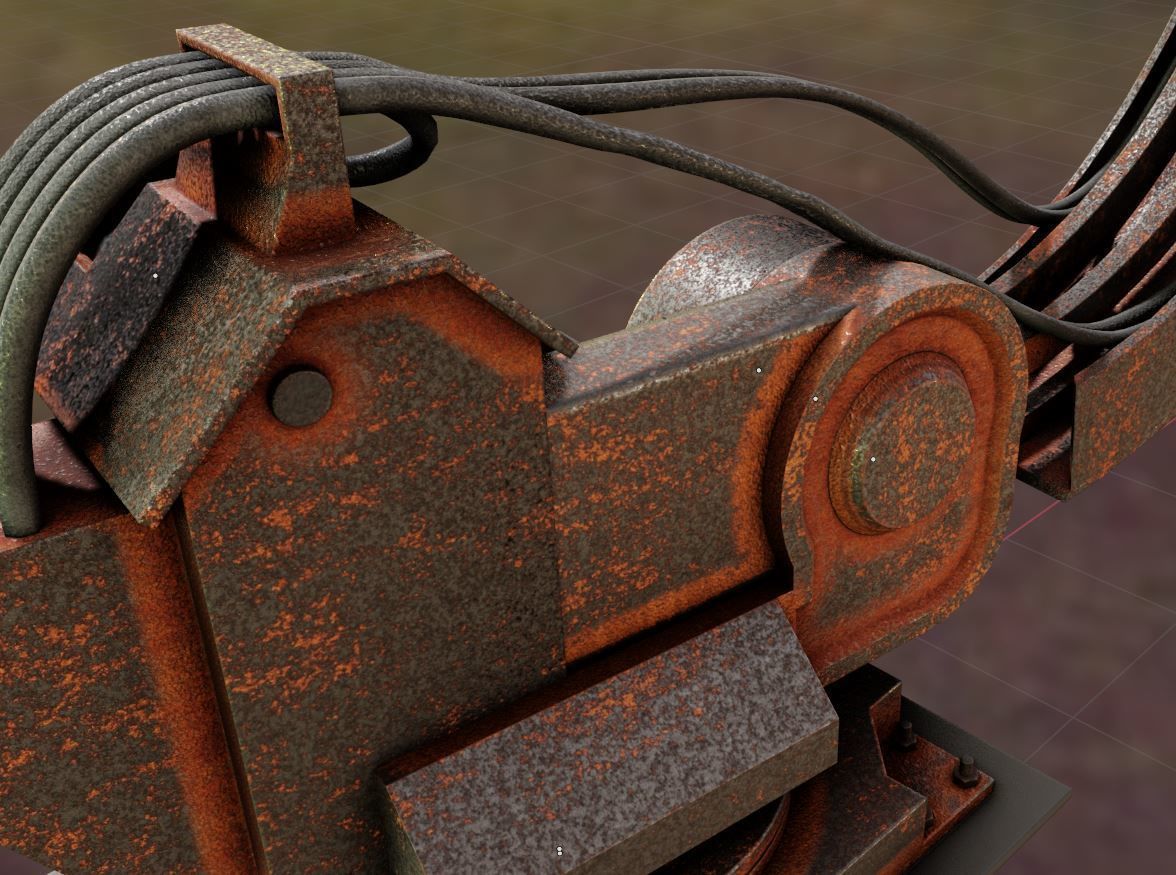 Rigged Industrial Robot Arm Rusty Version Low-poly 3D model_14