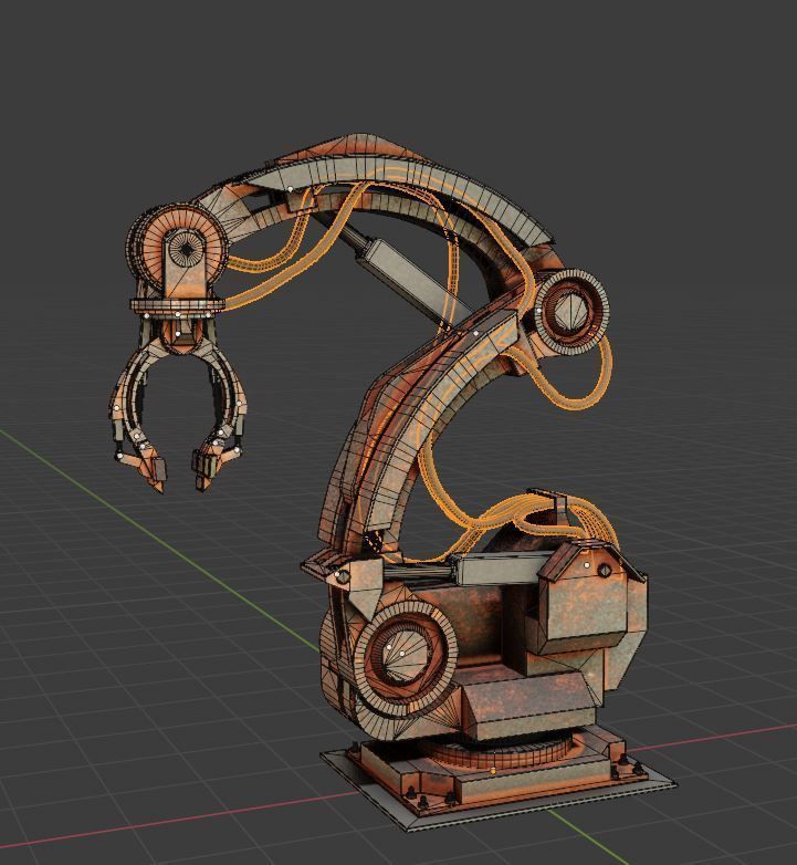 Rigged Industrial Robot Arm Rusty Version Low-poly 3D model_19