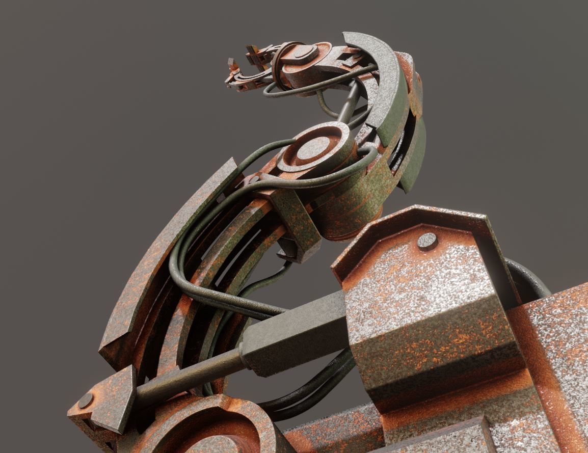 Rigged Industrial Robot Arm Rusty Version Low-poly 3D model_16