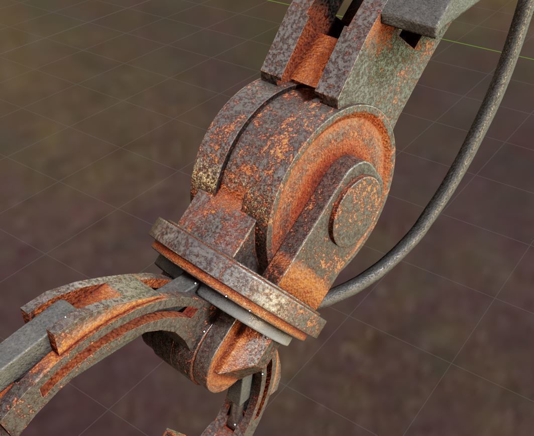 Rigged Industrial Robot Arm Rusty Version Low-poly 3D model_8