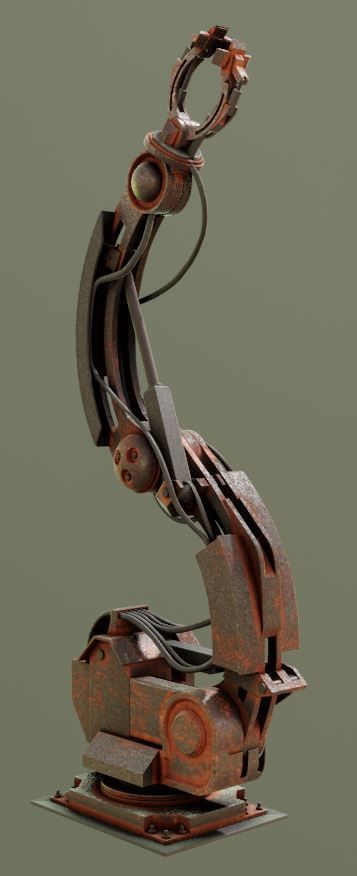 Rigged Industrial Robot Arm Rusty Version Low-poly 3D model_17