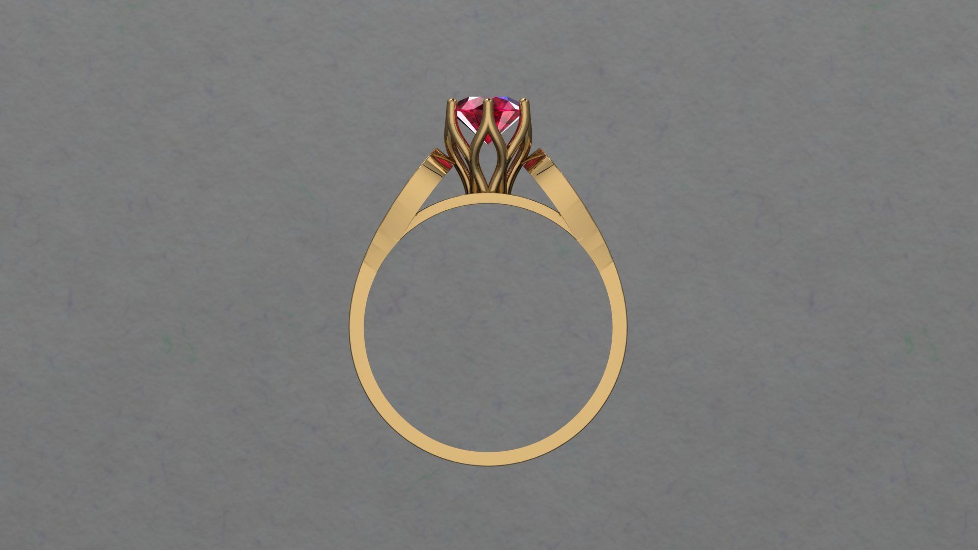 Diamond Ladies Gold Ring 3D print model_2