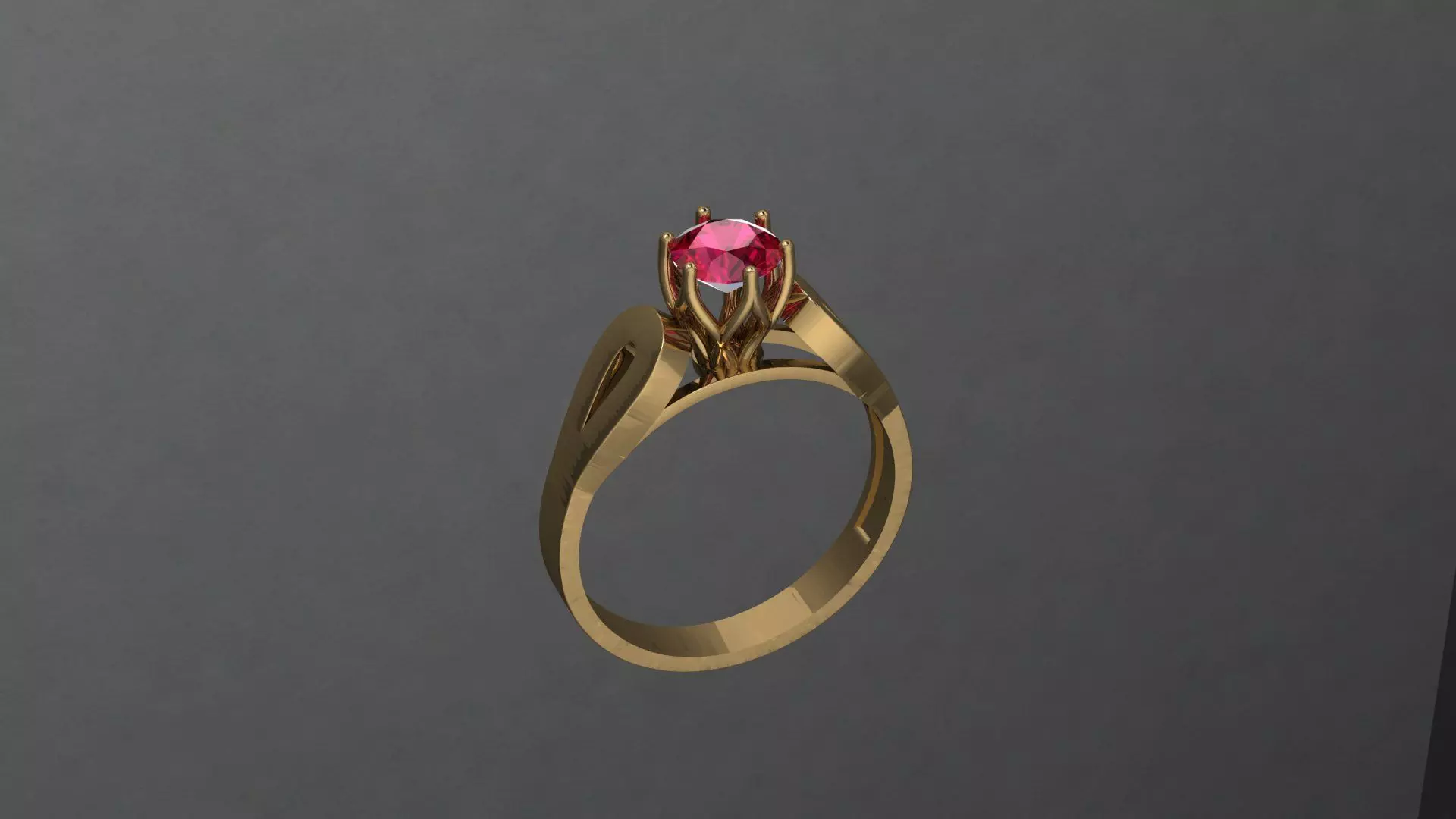 Diamond Ladies Gold Ring 3D print model_0