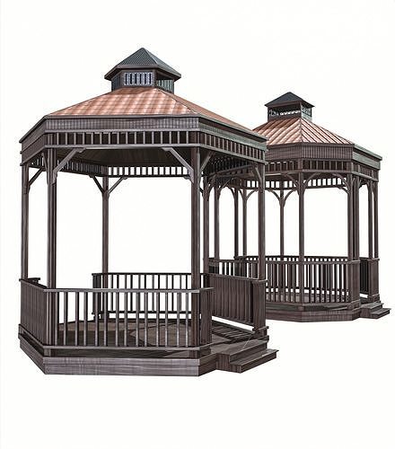 Garden gazebo Low-poly 3D model 4
