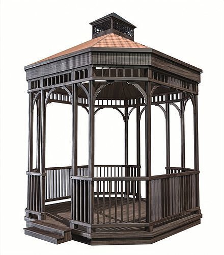 Garden gazebo Low-poly 3D model 2