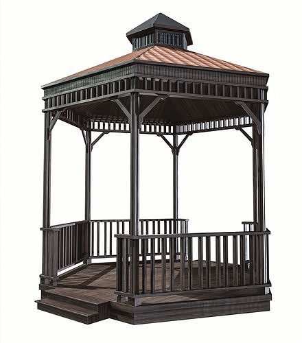 Garden gazebo Low-poly 3D model 5
