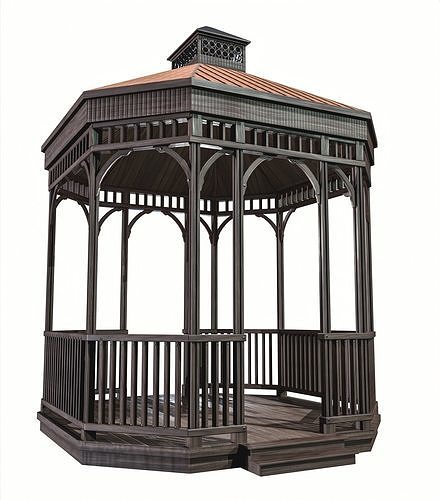 Garden gazebo Low-poly 3D model 3