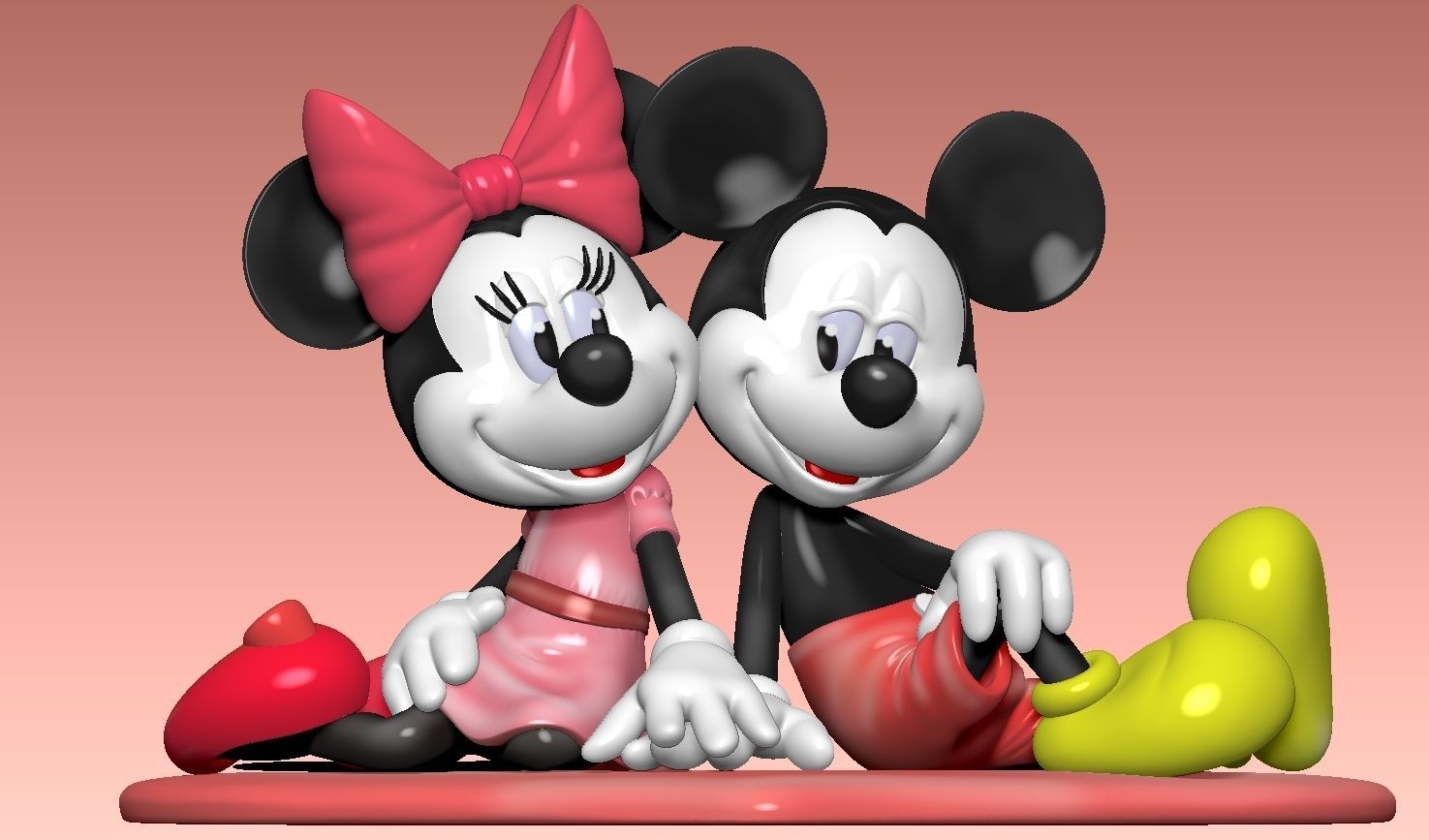 Mickey and Minnie mouse for 3d print STL  3D print model_3