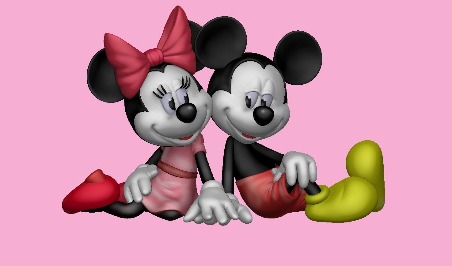 Mickey and Minnie mouse for 3d print STL  3D print model_22