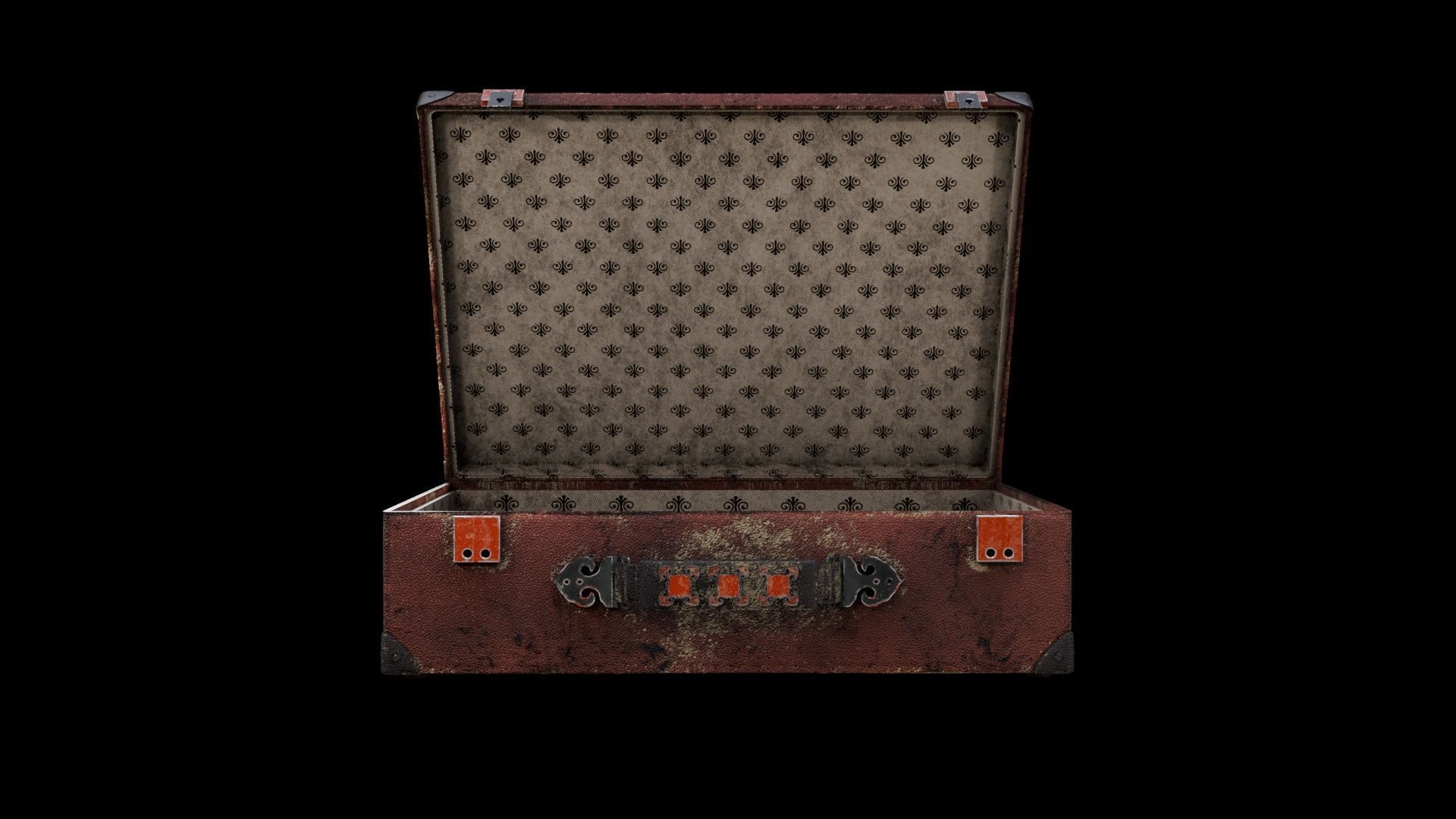 Briefcase Vintage Low-poly 3D model_3