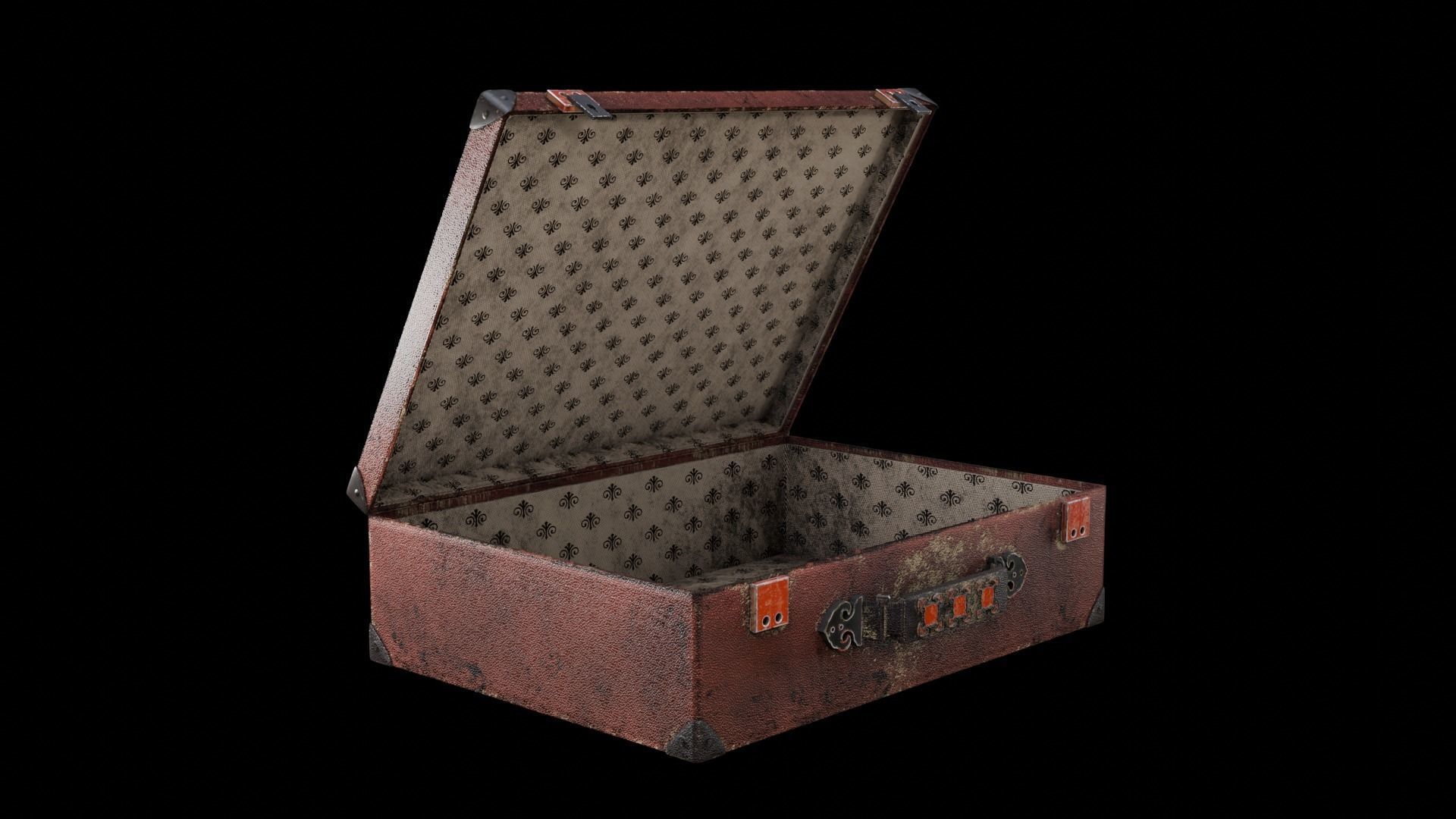 Briefcase Vintage Low-poly 3D model_0