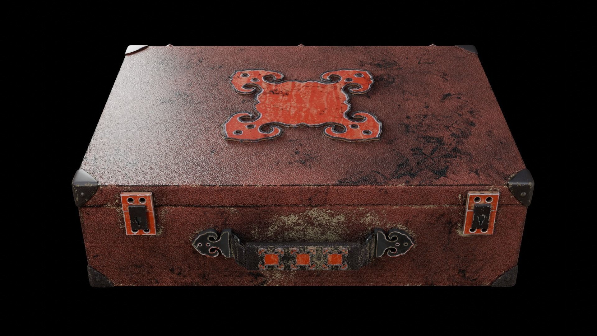 Briefcase Vintage Low-poly 3D model_9