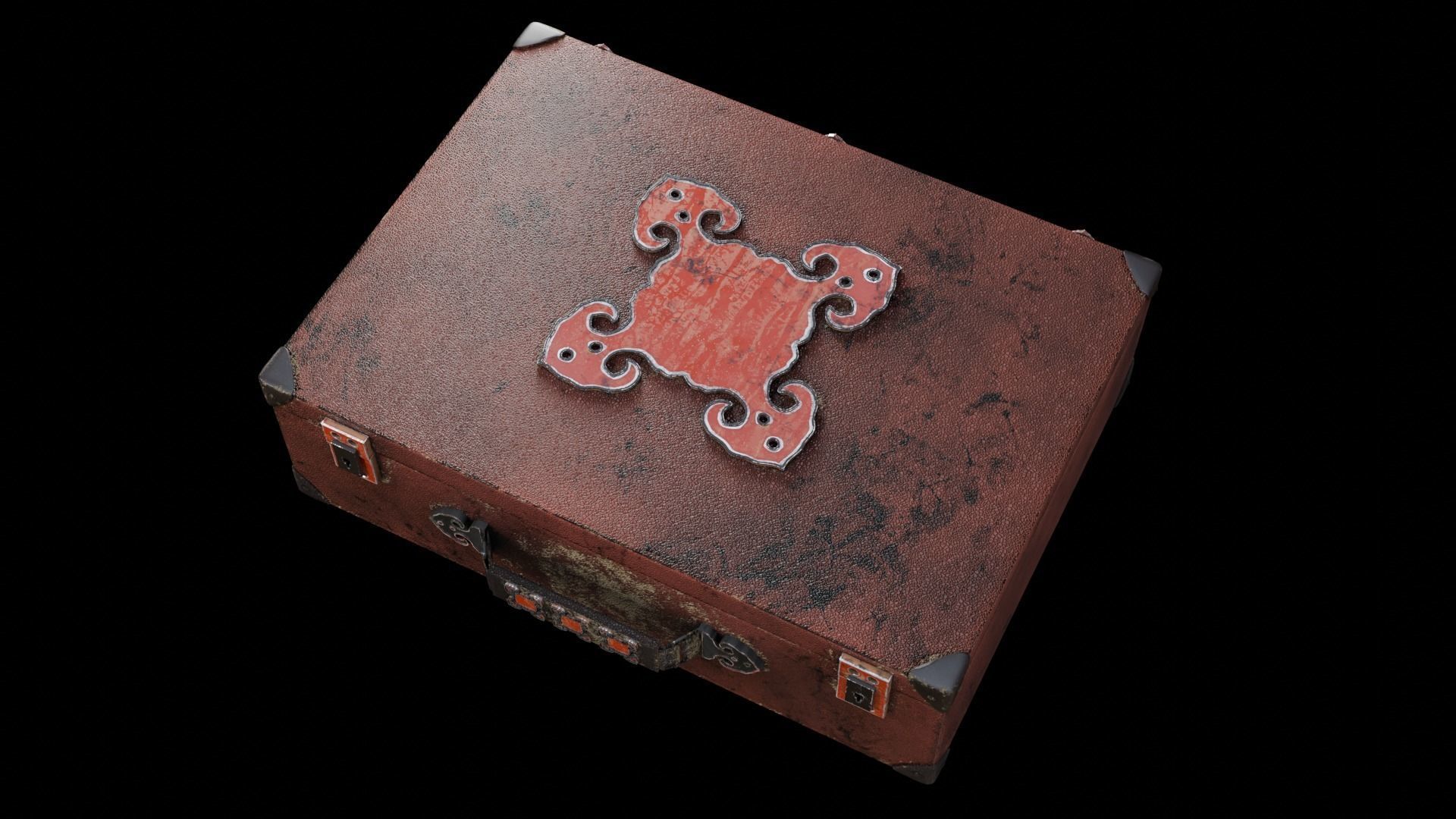 Briefcase Vintage Low-poly 3D model_1