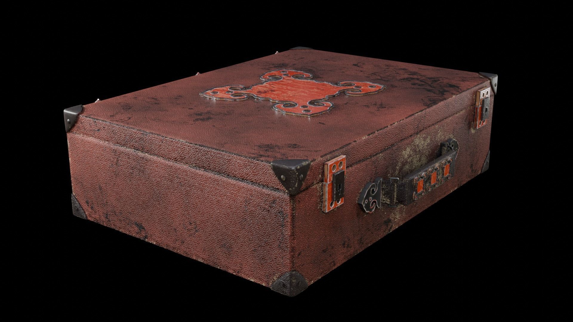 Briefcase Vintage Low-poly 3D model_8