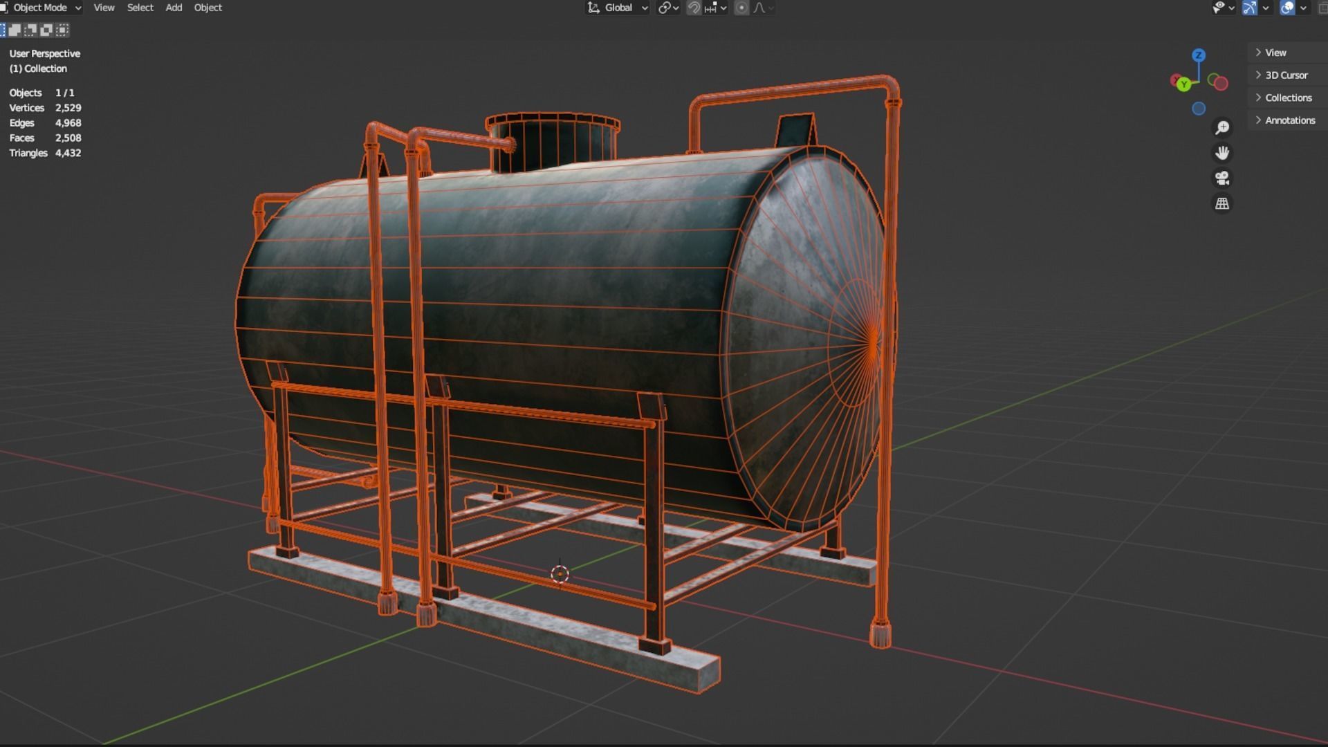 Rooftop Water Tank Low-poly 3D model_6