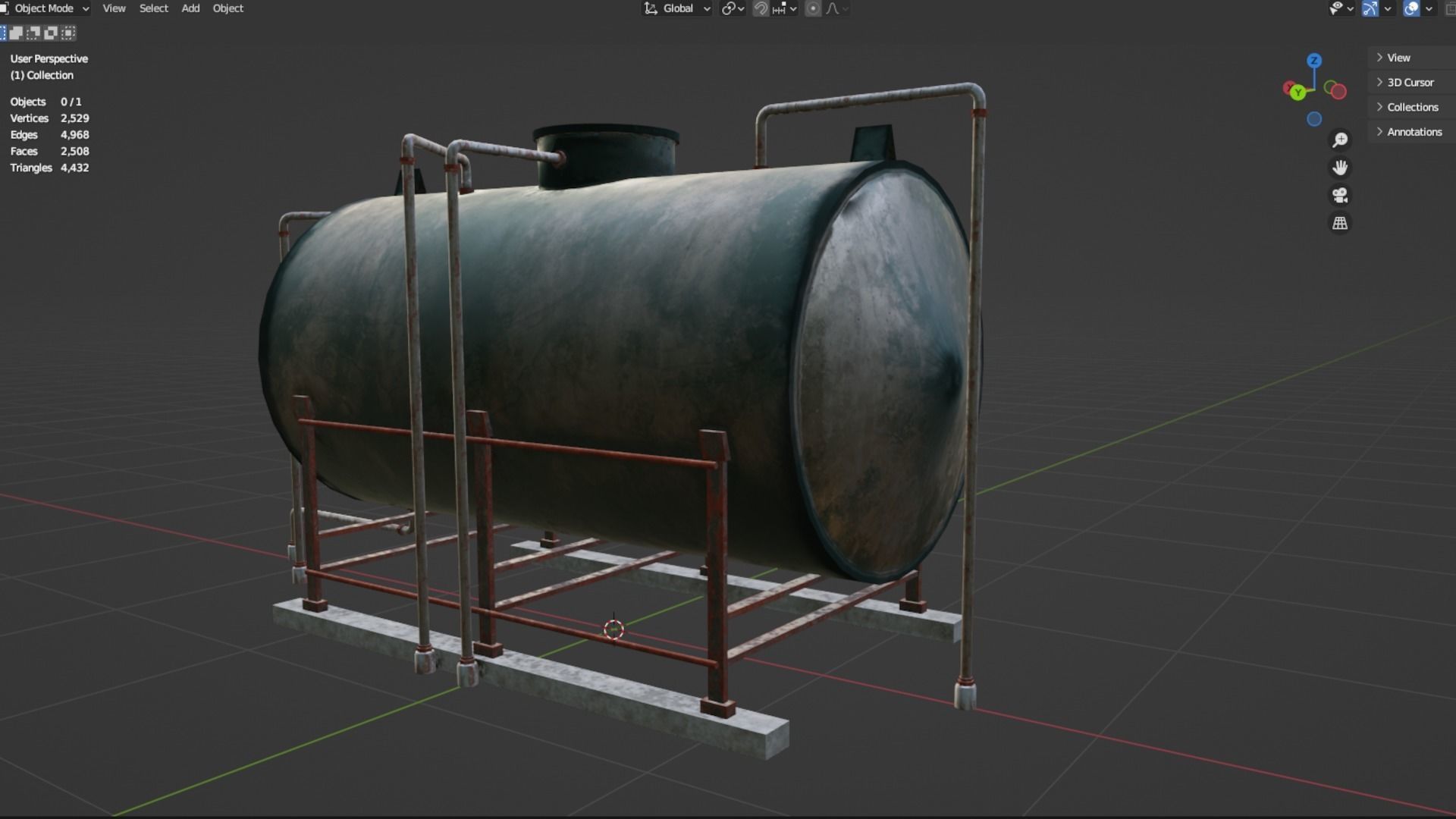Rooftop Water Tank Low-poly 3D model_5