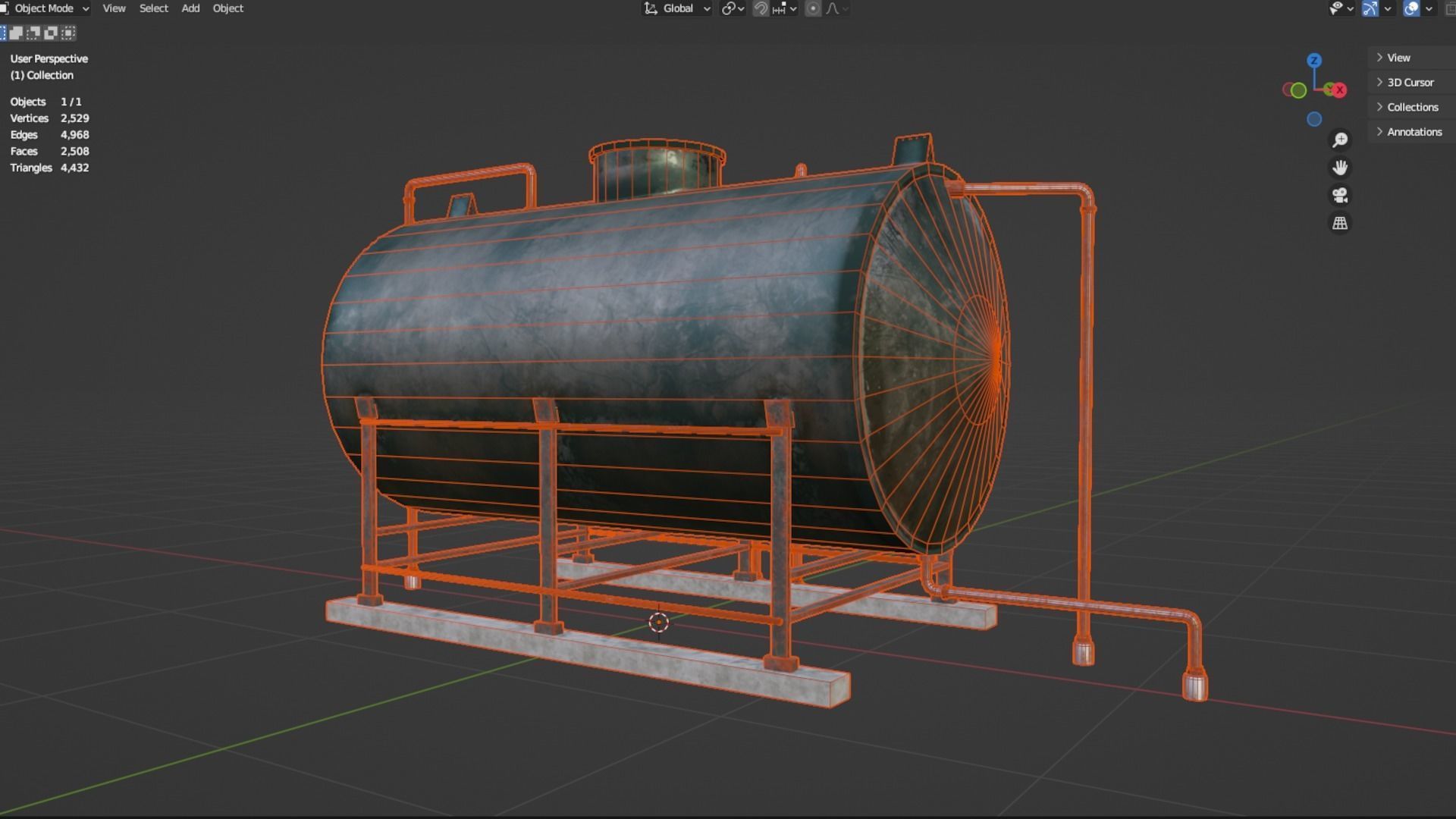 Rooftop Water Tank Low-poly 3D model_7