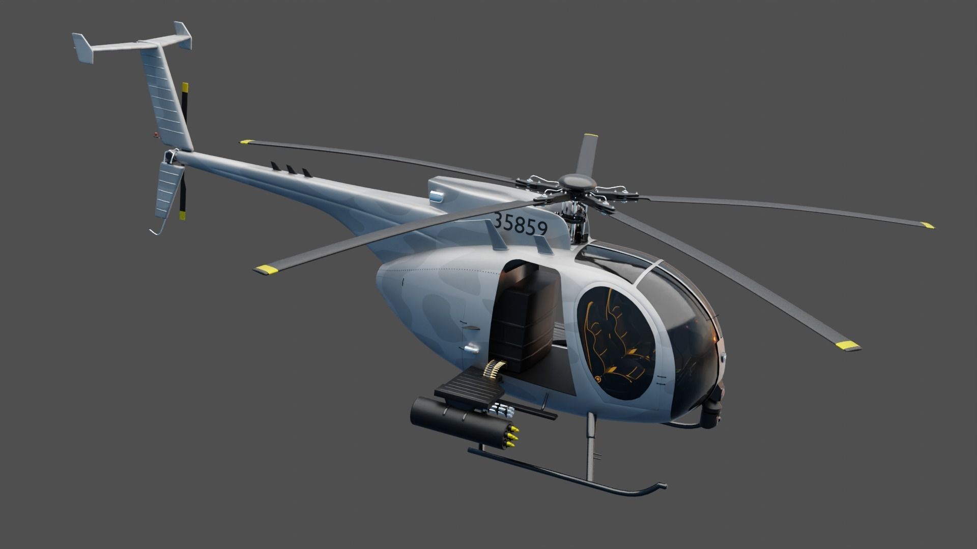 MH-6 Little Bird Helicopter 3D model_4