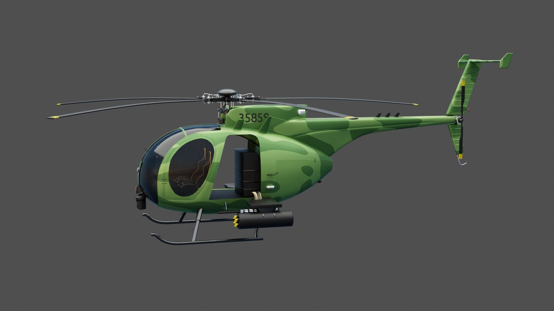 MH-6 Little Bird Helicopter 3D model_13