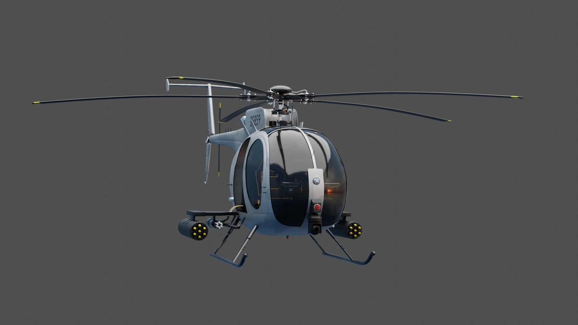 MH-6 Little Bird Helicopter 3D model_2