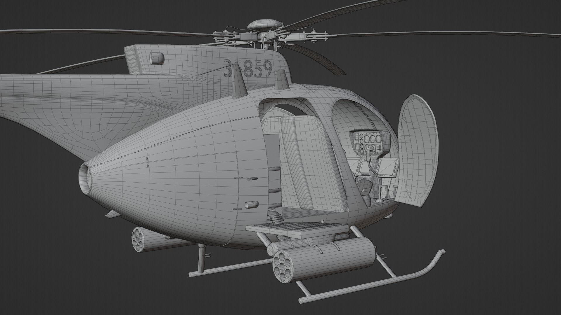 MH-6 Little Bird Helicopter 3D model_30