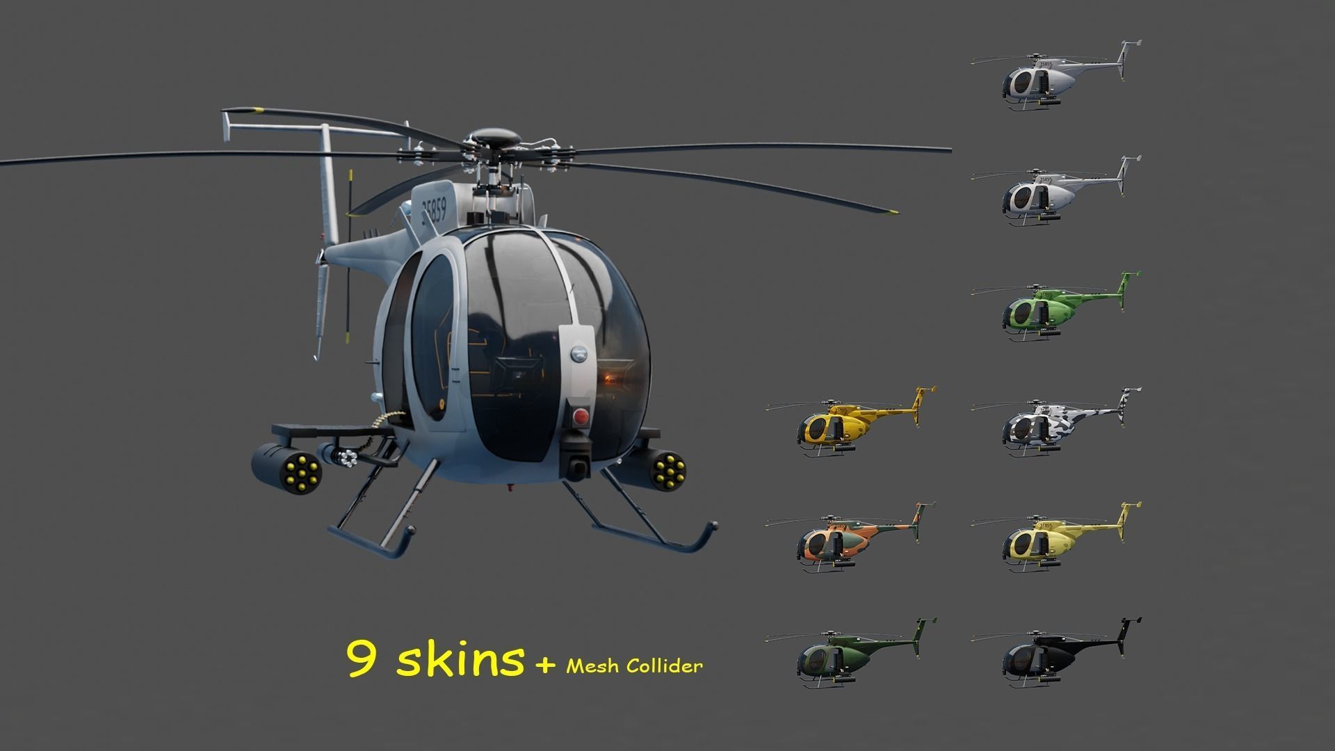 MH-6 Little Bird Helicopter 3D model_1