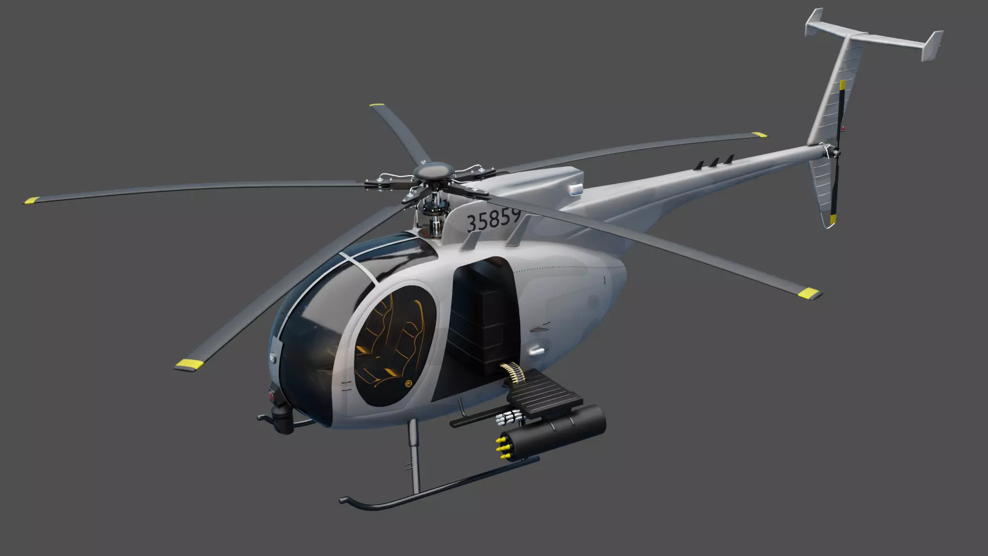 MH-6 Little Bird Helicopter 3D model_0