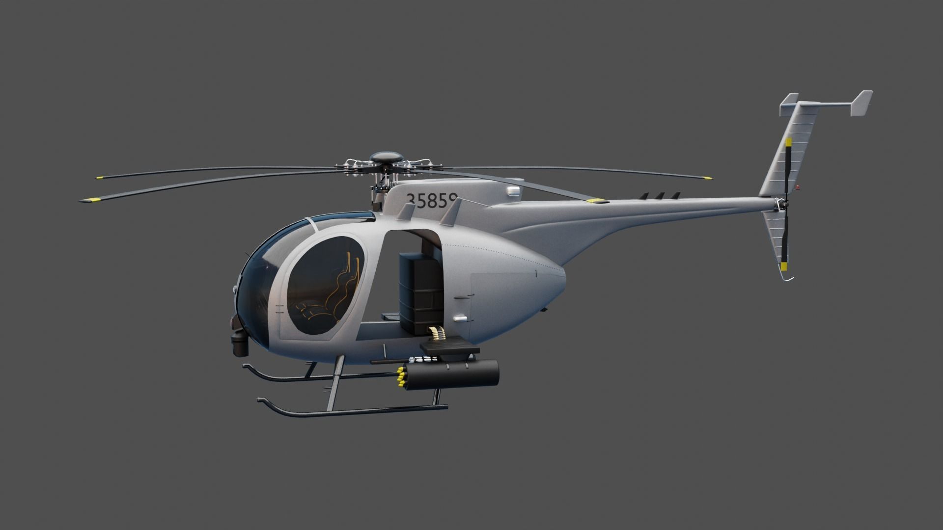 MH-6 Little Bird Helicopter 3D model_11