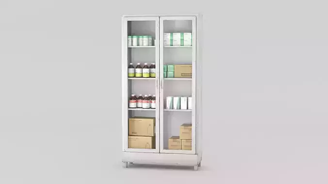 Medicines hospital cupboard Low-poly 3D model