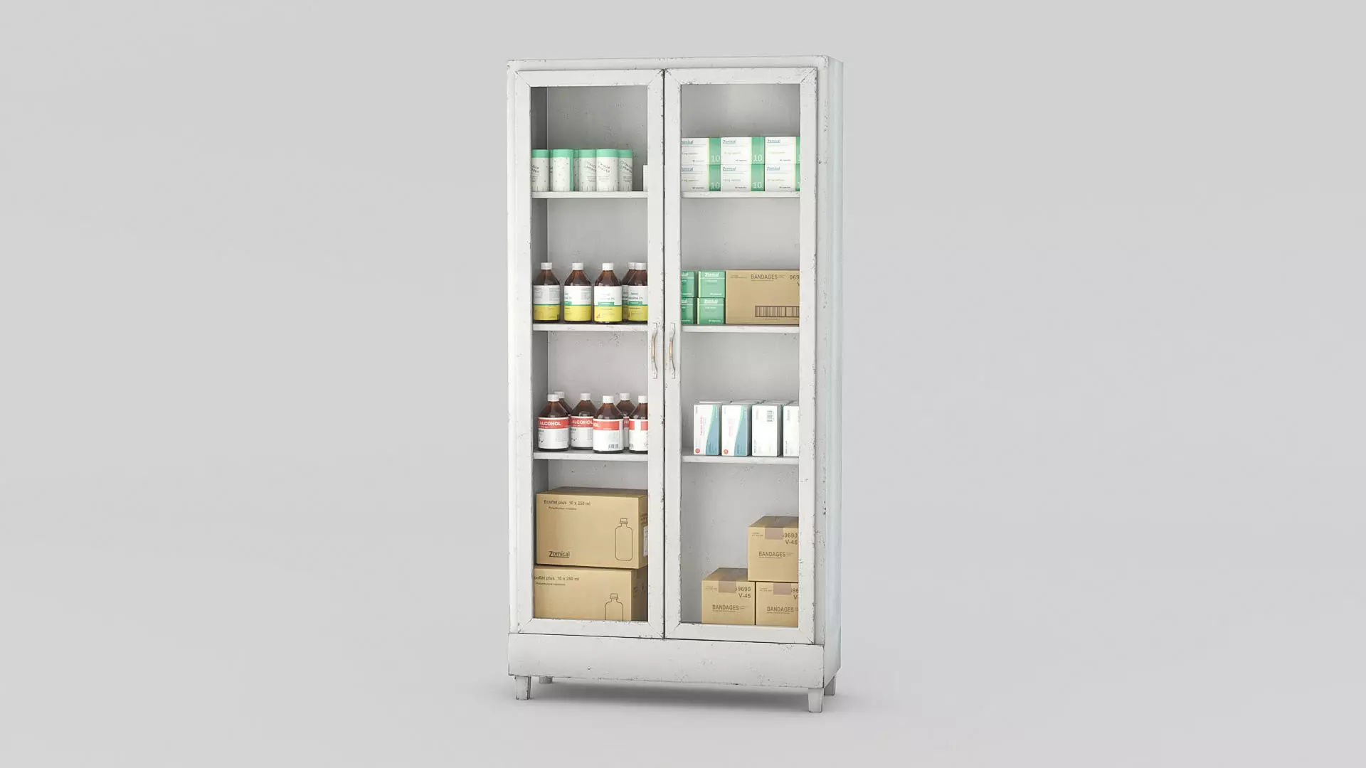 Medicines hospital cupboard Low-poly 3D model_0