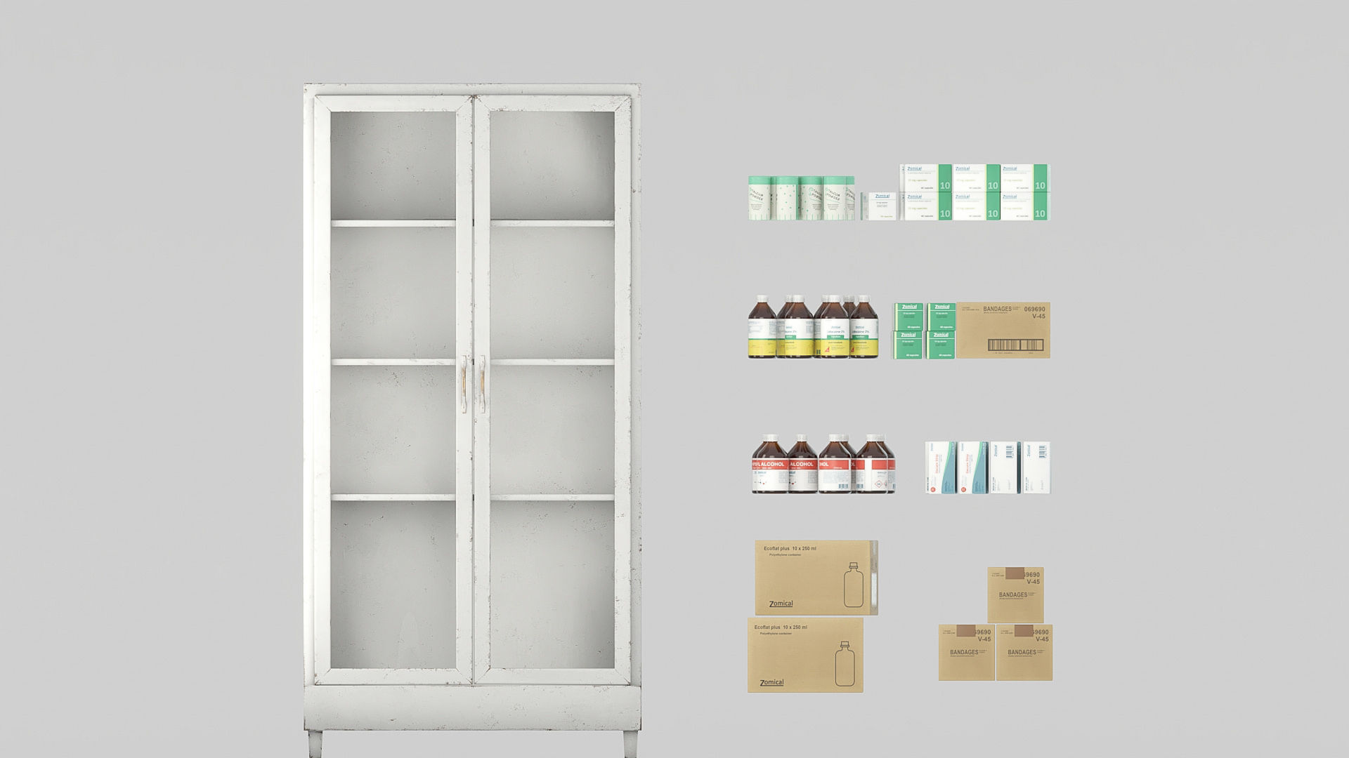 Medicines hospital cupboard Low-poly 3D model_6
