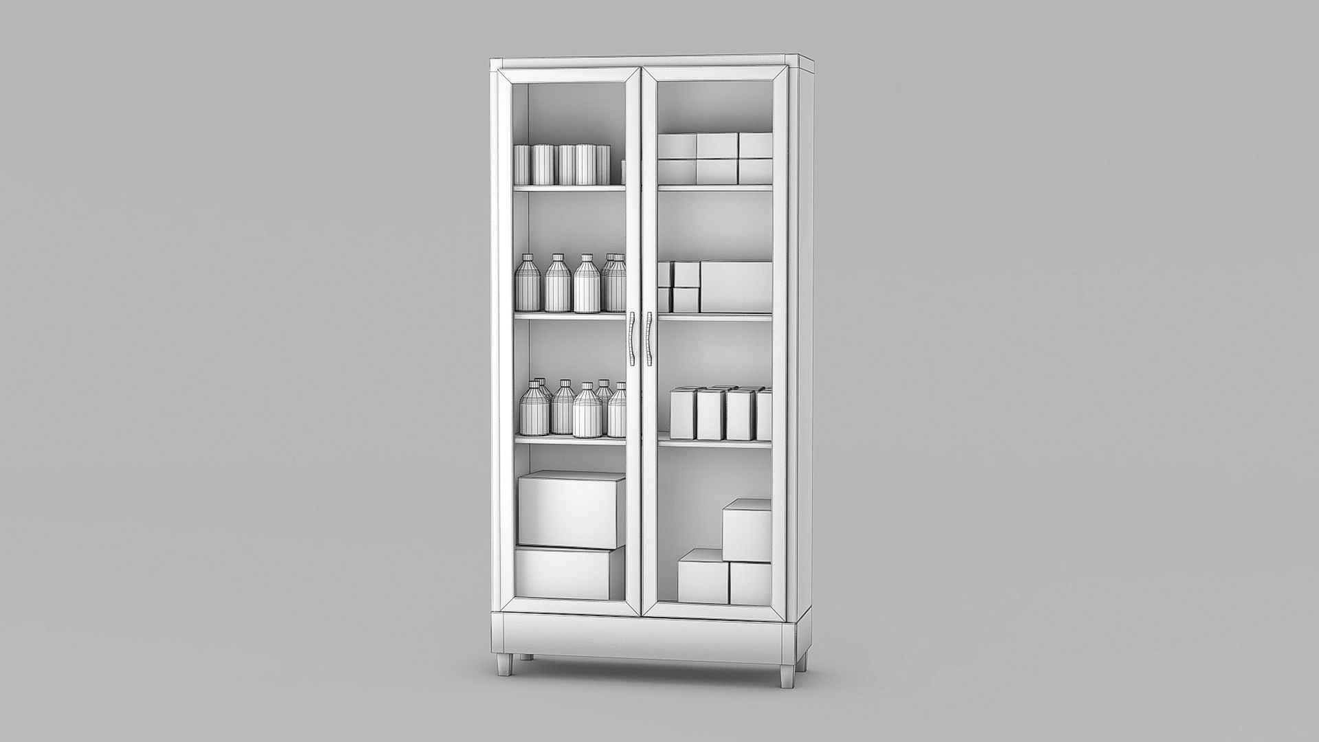 Medicines hospital cupboard Low-poly 3D model_1