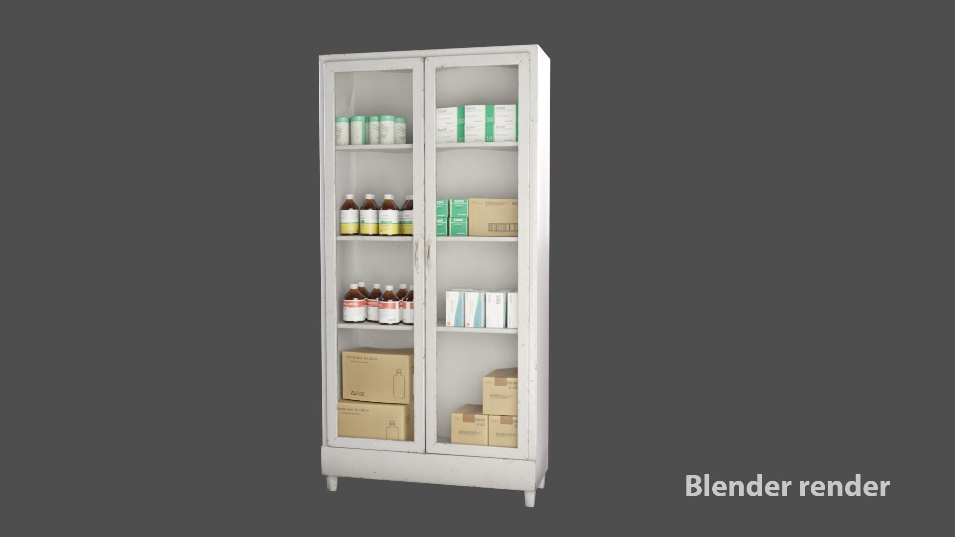 Medicines hospital cupboard Low-poly 3D model_18