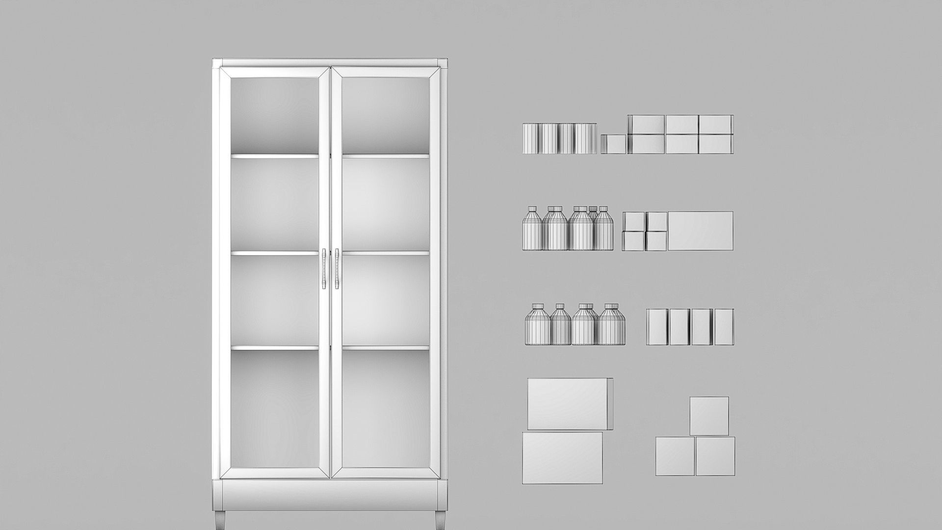 Medicines hospital cupboard Low-poly 3D model_7