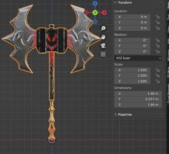 Evilish 2h Axe Low-poly 3D model_13