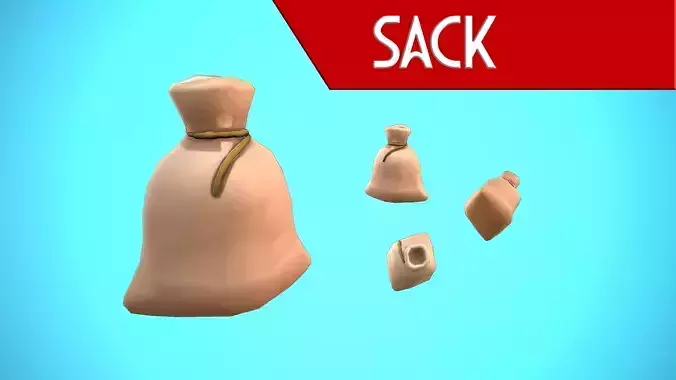 SACK CARTOON STYLIZED Low-poly 3D model