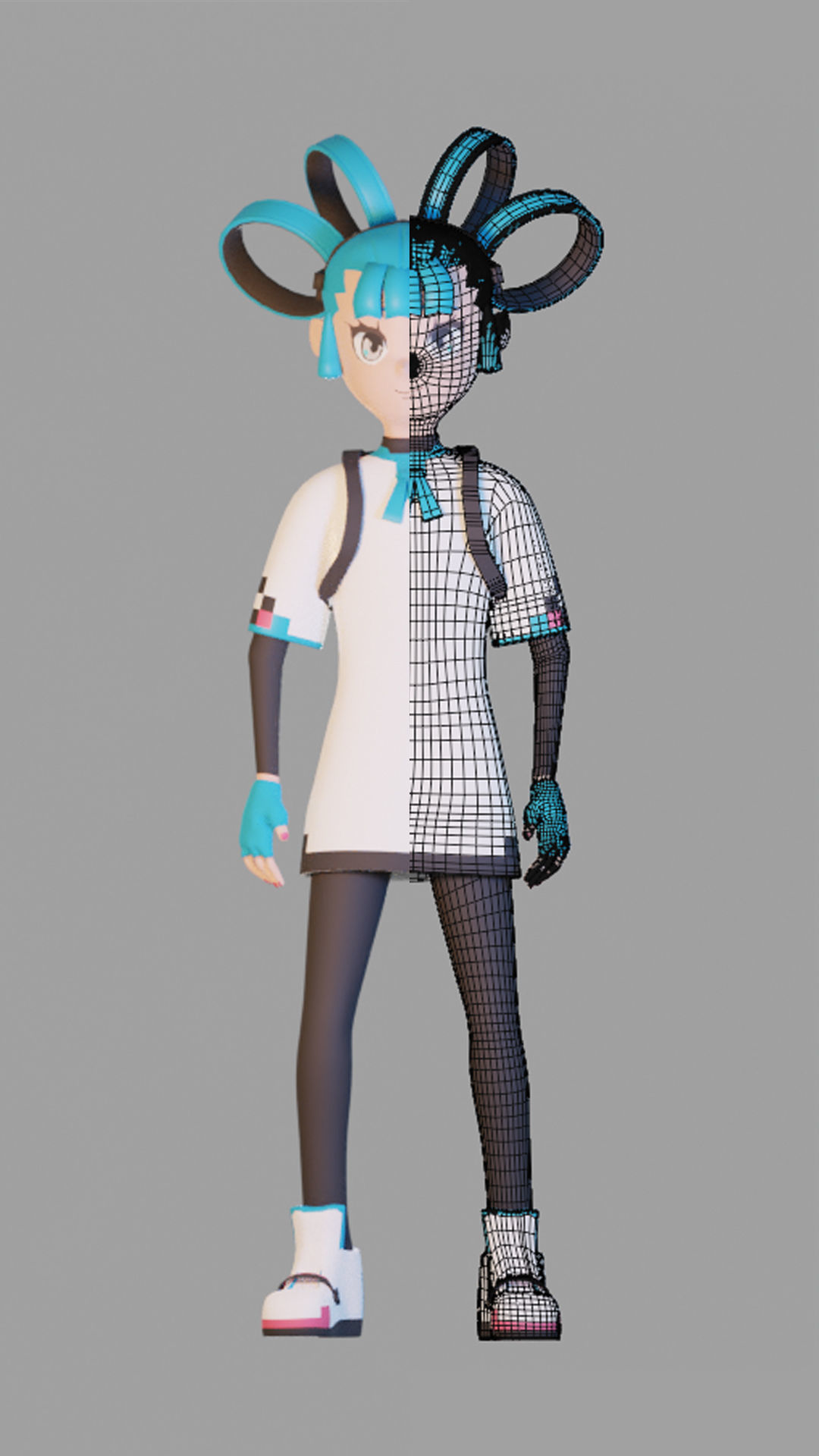 Godot Unofficial Mascot Sophia Low-poly 3D model_9