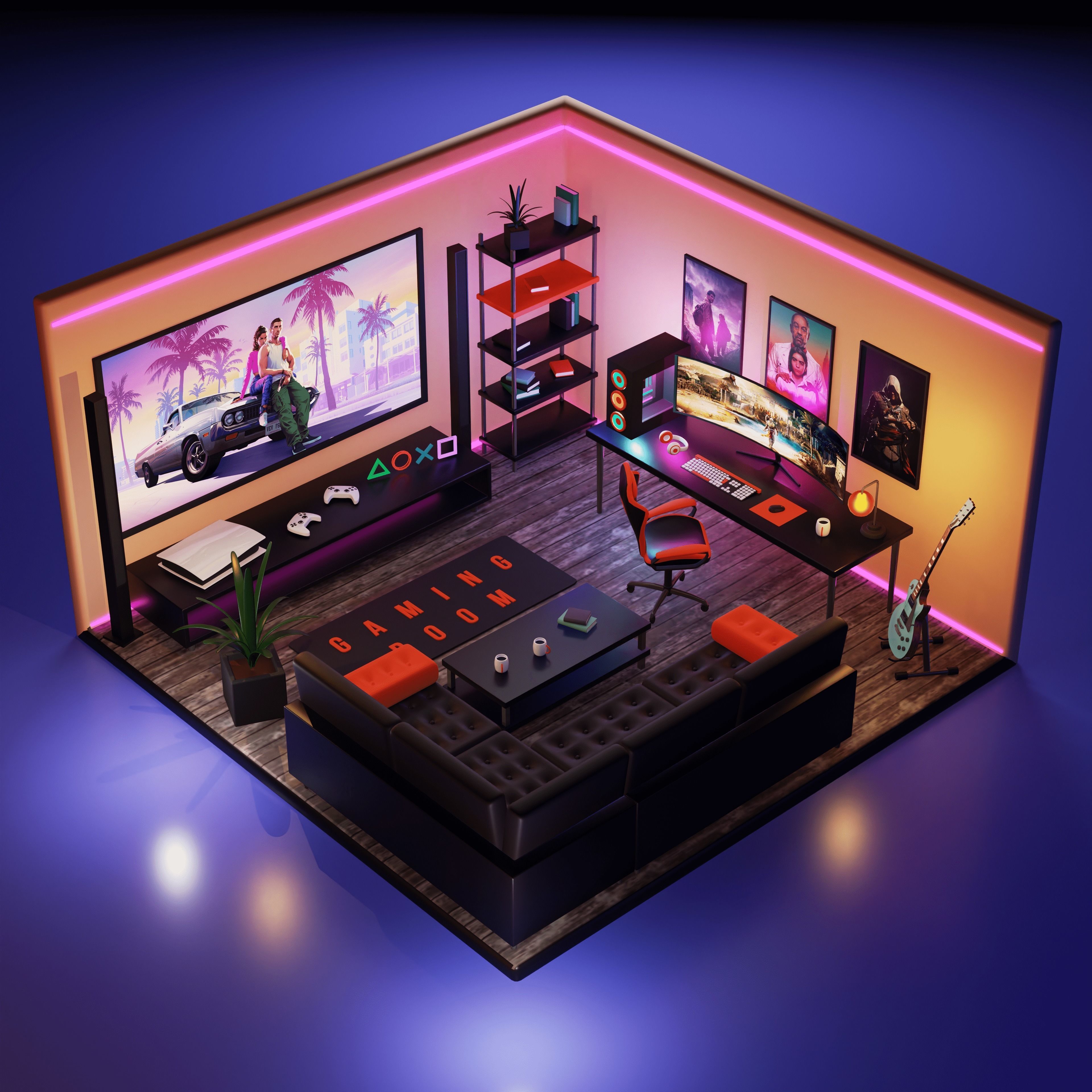 Gaming Room 3D model_2