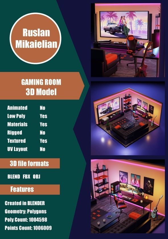Gaming Room 3D model_1