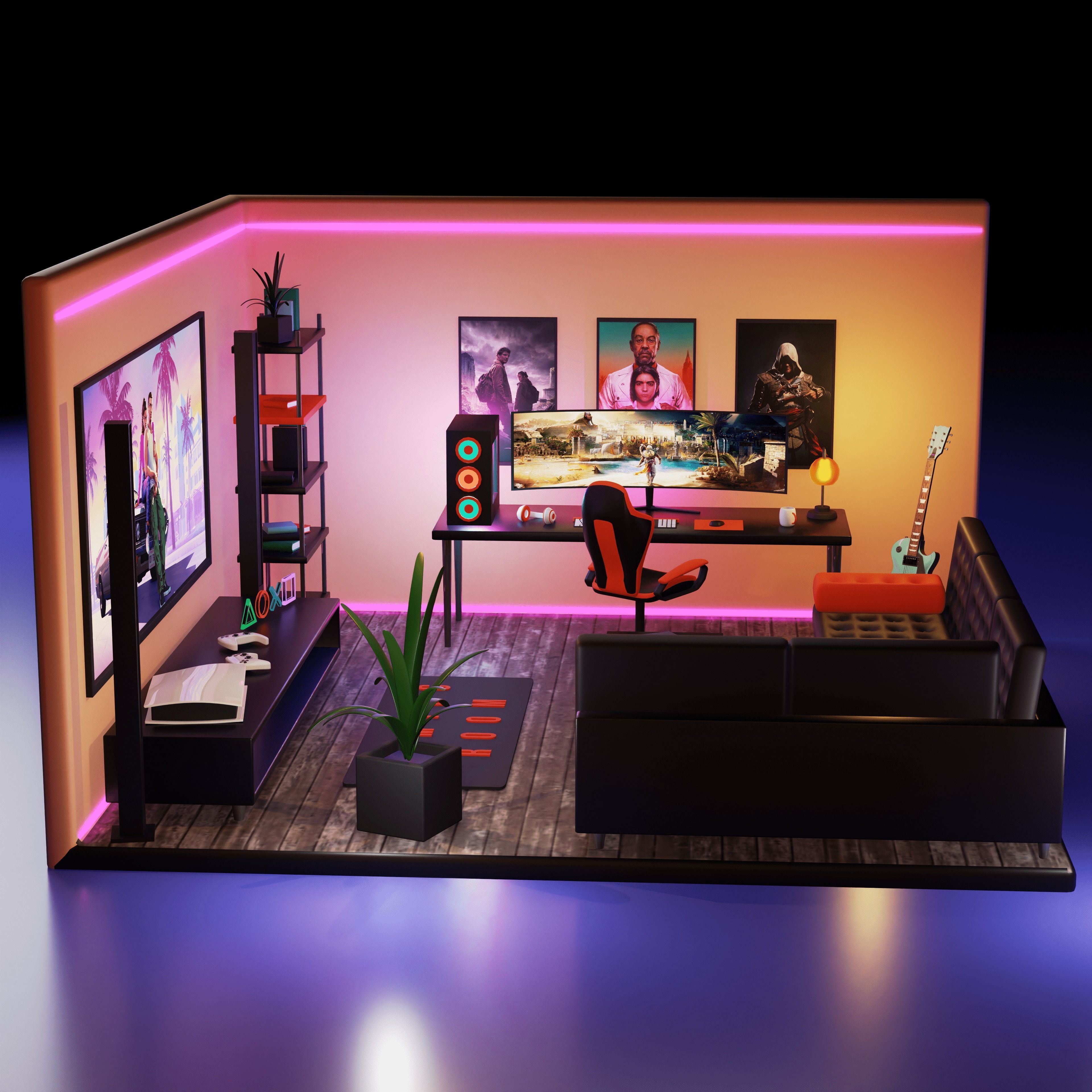 Gaming Room 3D model_8