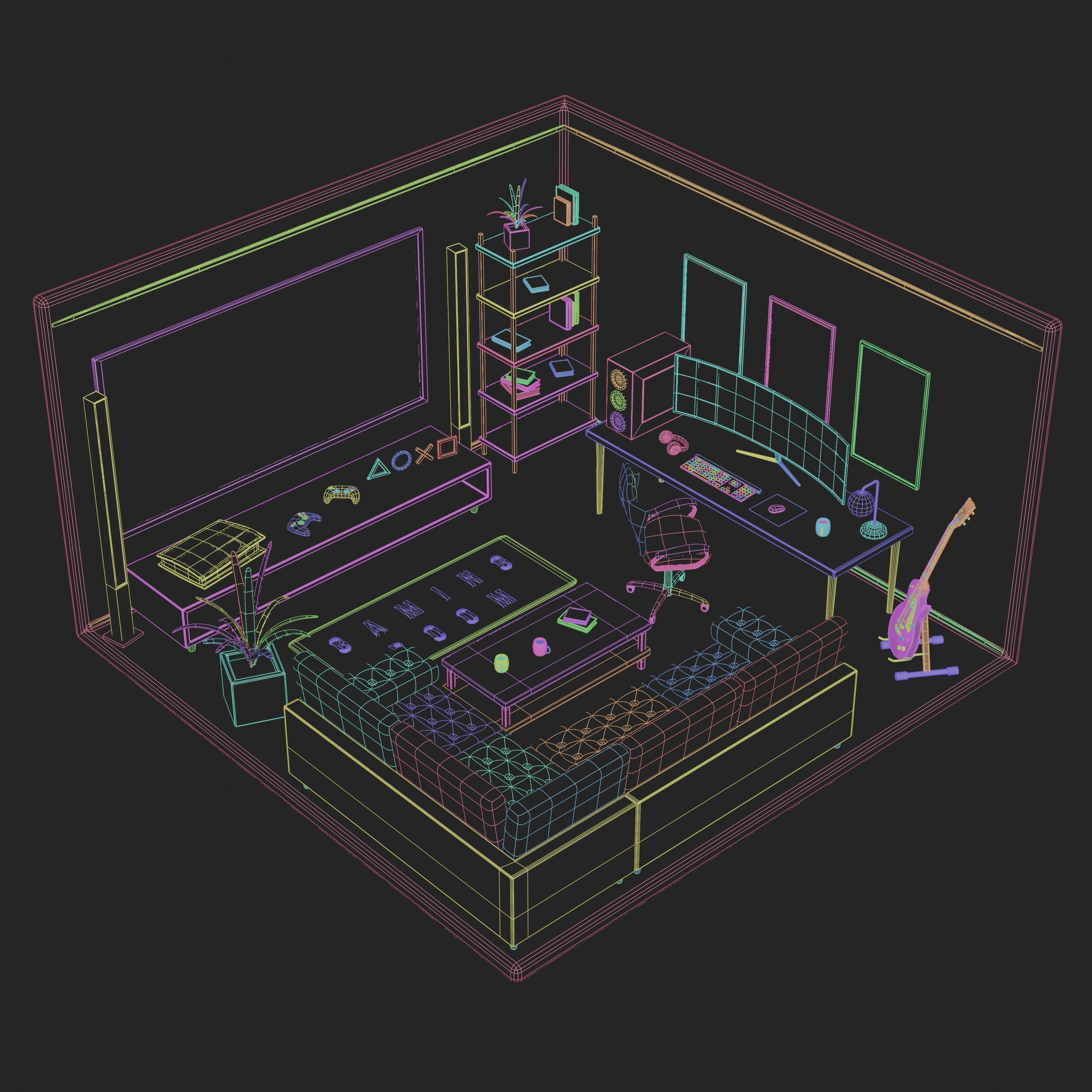 Gaming Room 3D model_3