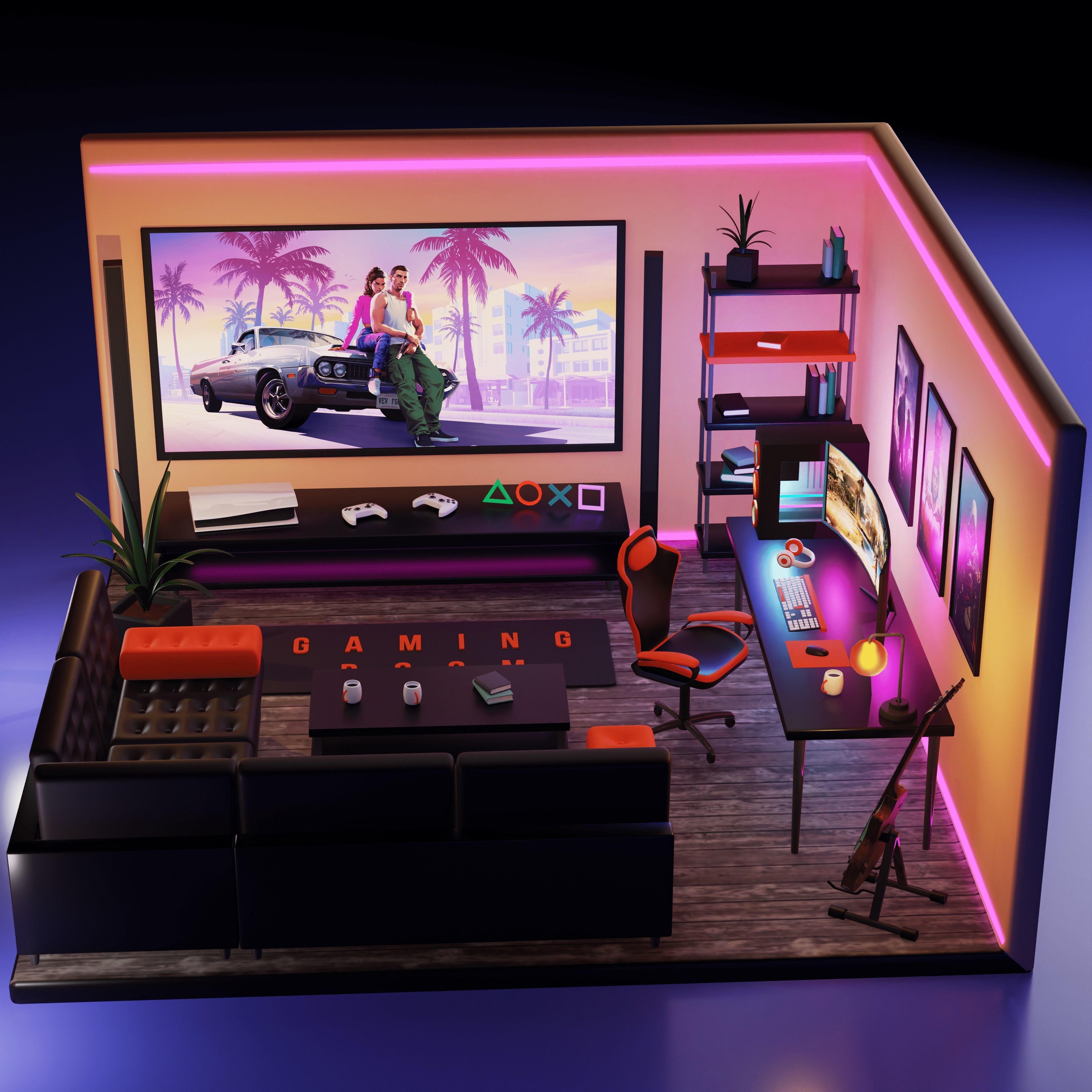 Gaming Room 3D model_6