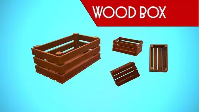WOOD BOX CARTOON STYLIZED Low-poly 3D model