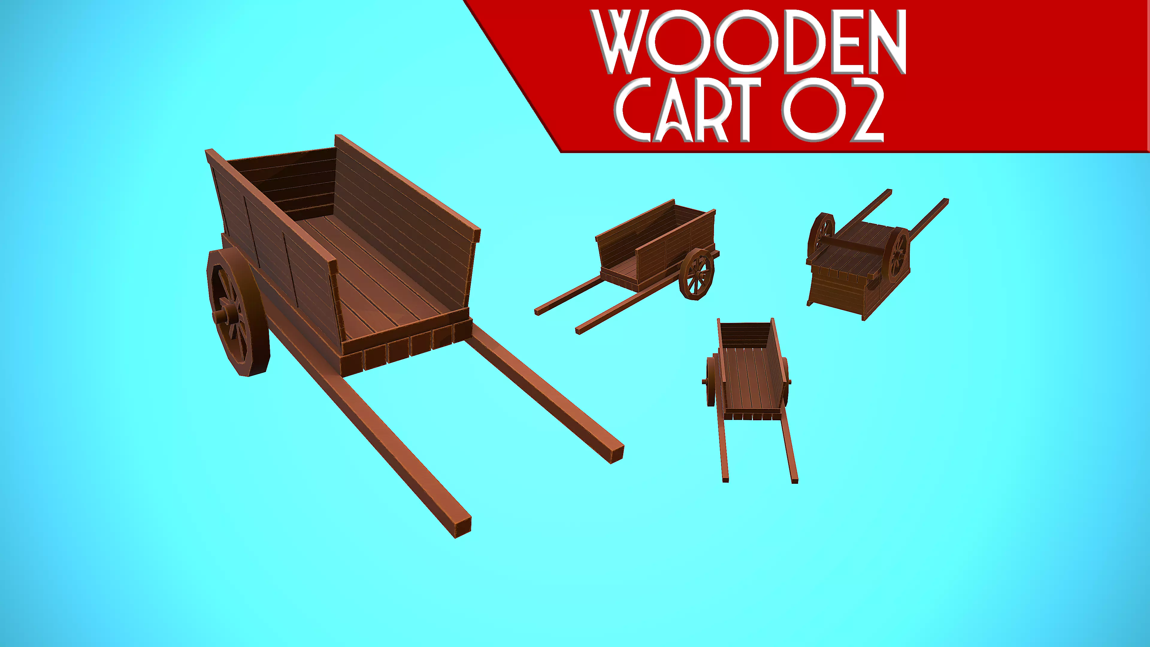 WOODEN CART 02 MEDIEVAL CARTOON STYLIZED Low-poly 3D model