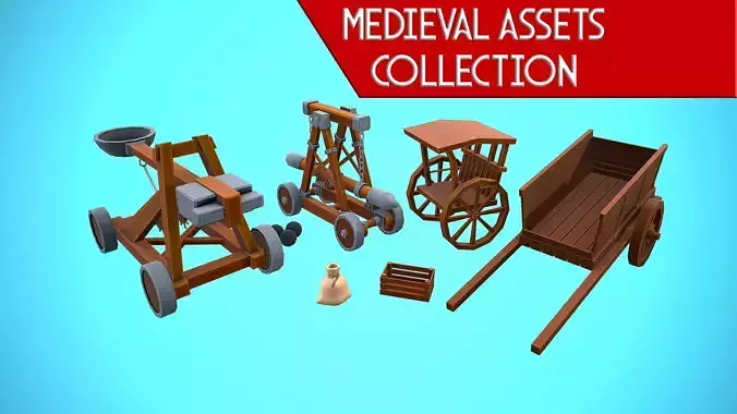MEDIEVAL SET ASSETS CARTOON STYLIZED 3D Model Collection