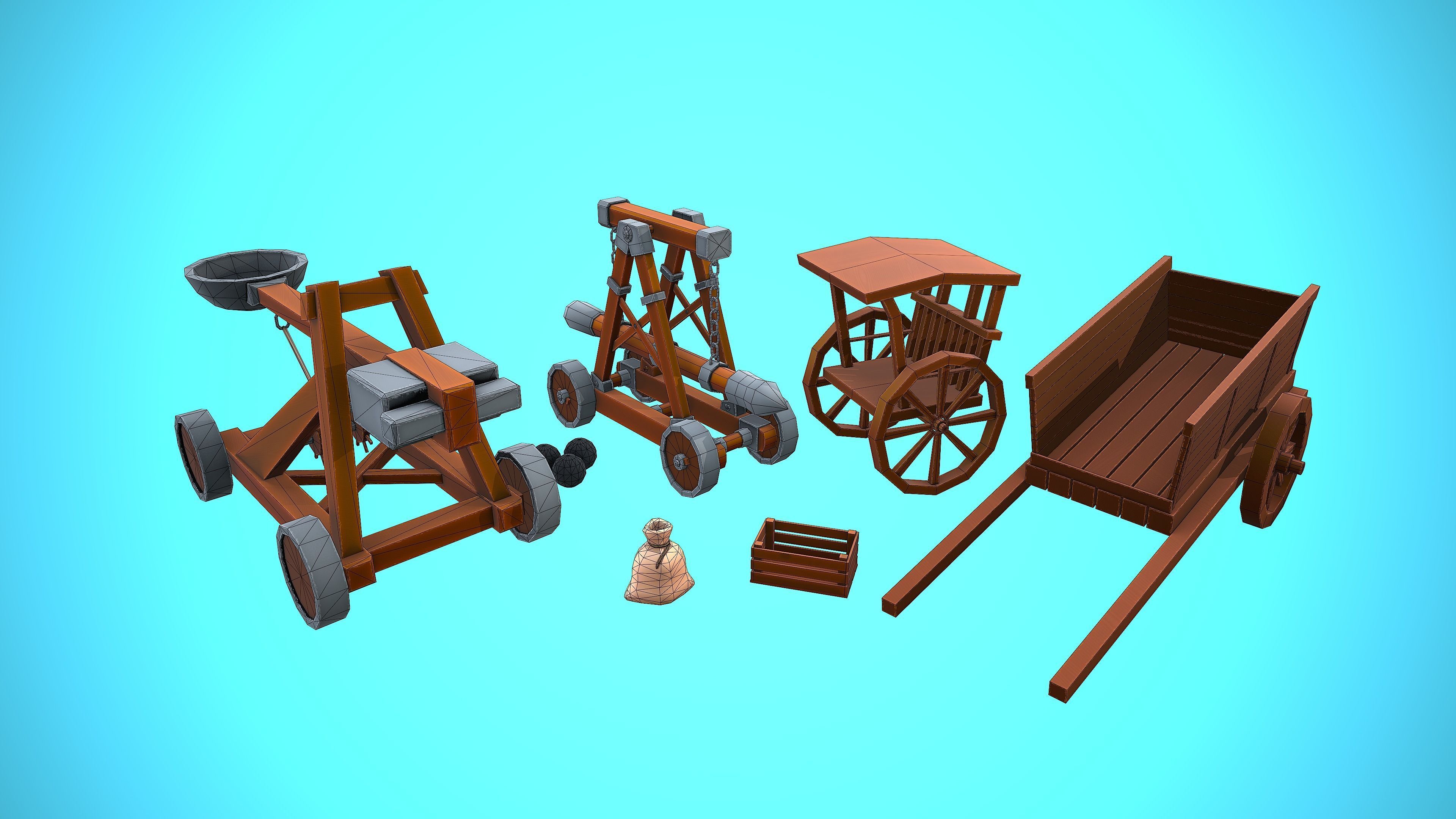 MEDIEVAL SET ASSETS CARTOON STYLIZED 3D Model Collection_8