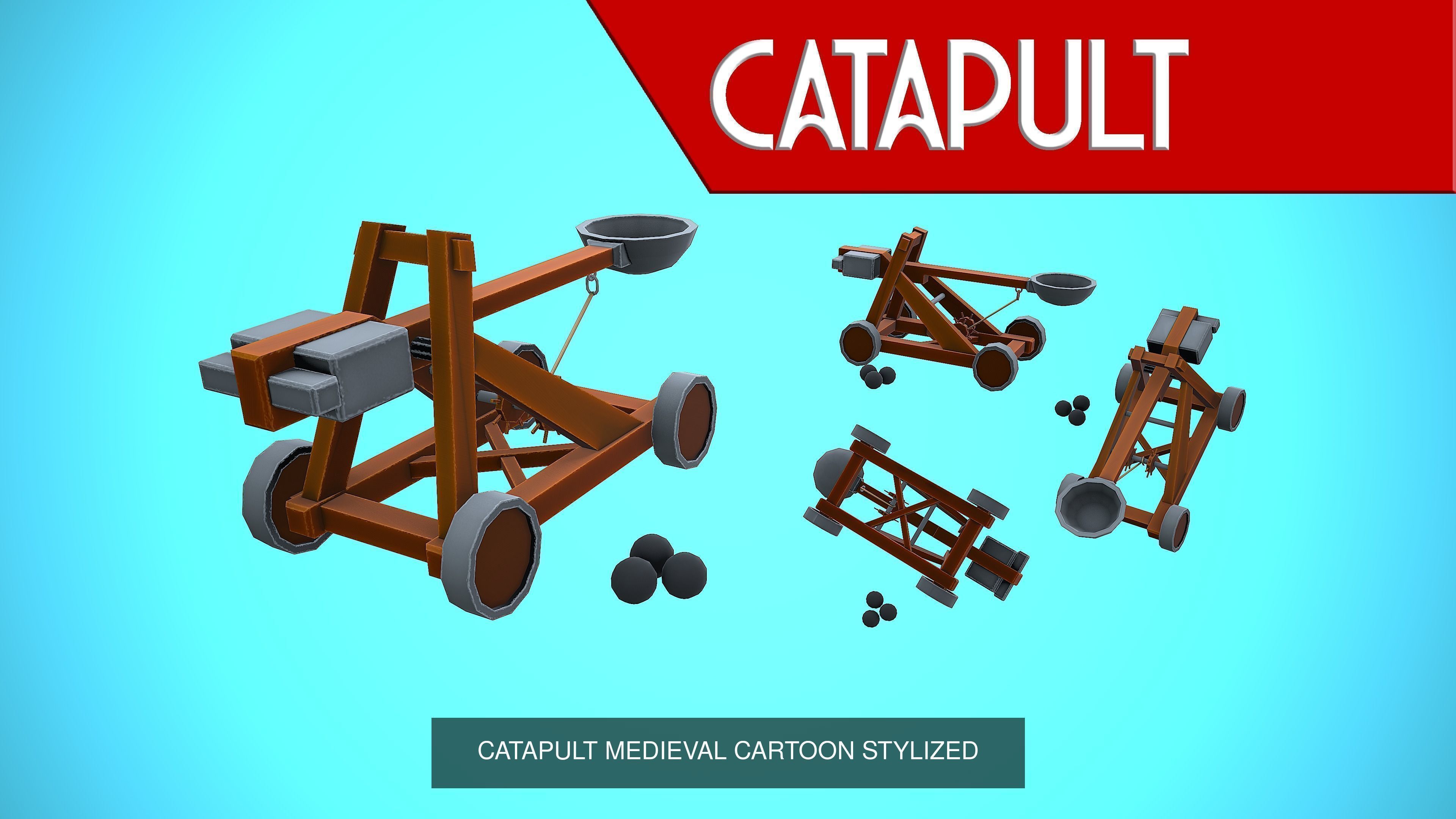MEDIEVAL SET ASSETS CARTOON STYLIZED 3D Model Collection_10