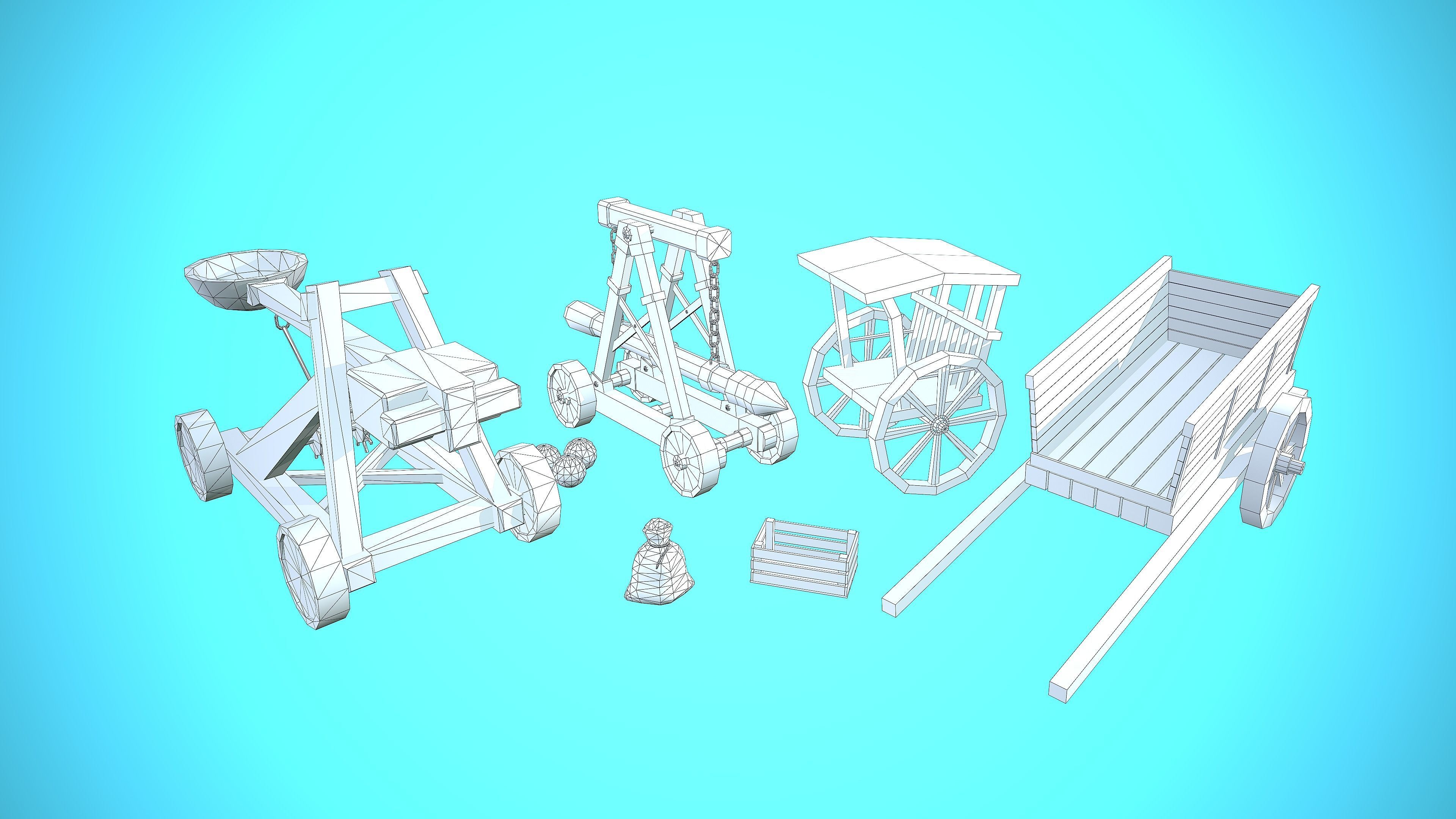 MEDIEVAL SET ASSETS CARTOON STYLIZED 3D Model Collection_7