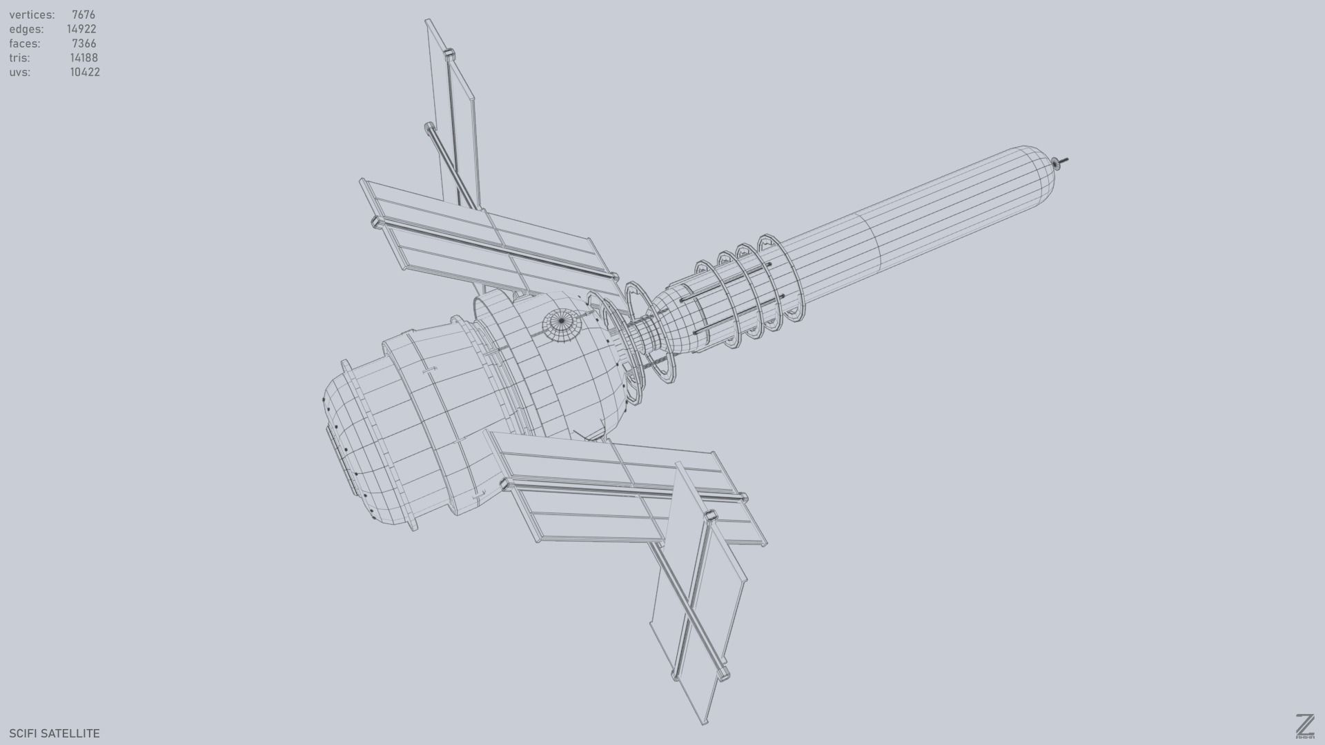 Sci fi Satellite Low-poly 3D model_11